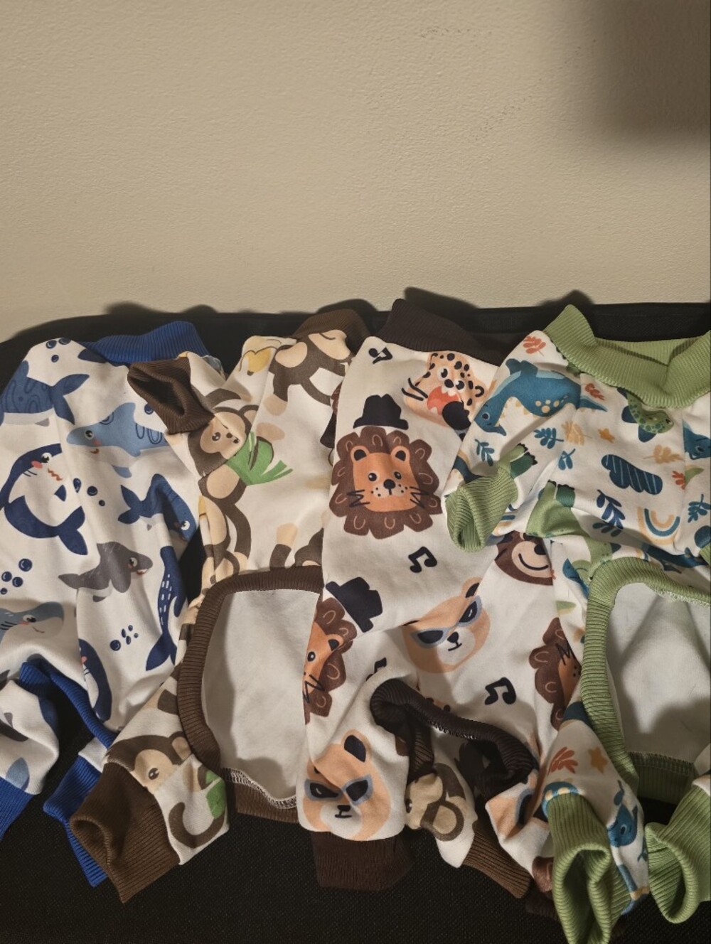 Blue and Brown Animal Print Dogs One-Piece Pajamas